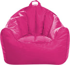Posh Creations Structured Comfy Bean Bag Chair for Gaming, Reading, and Watching TV, Malibu Lounge, Soft Nylon-Pink