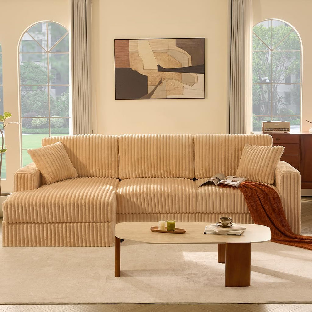 GOSUHI 113" L-Shaped Cloud Couch, Modular Sectional, Deep Seats, Camel |...