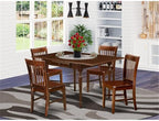 East West Furniture MZNO5-MAH-W 5 Piece Dining Set Includes a Rectangle Dining Room Table with Dropleaf and 4 Kitchen Chairs, 36x54 Inch, Mahogany