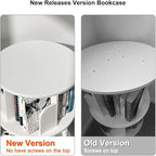 Nidouillet Rotating Bookshelf, Revolving Bookcase 360 Display Round Bookshelf, High-Density MDF Wood Narrow Swivel Corner Book Shelf Standing Bookcase for Adult Bedroom, Living Room (White, 2 Tier)