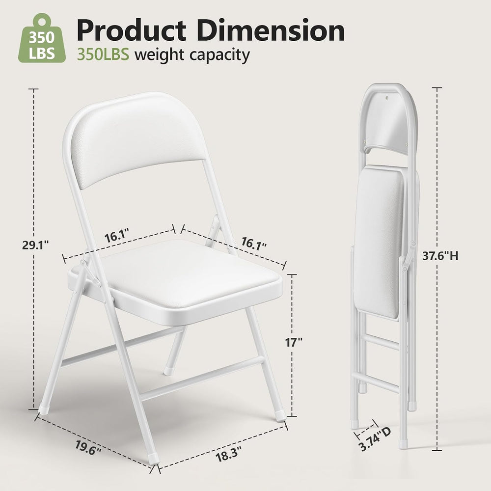 Folding Table and Chairs, 6ft Folding Table with Adjustable Height& PU Le...