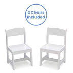 Delta Children MySize Kids Wood Table and Chair Set (2 Chairs Included) - Ideal for Arts & Crafts, Snack Time, & More - Greenguard Gold Certified, Bianca White, 3 Piece Set