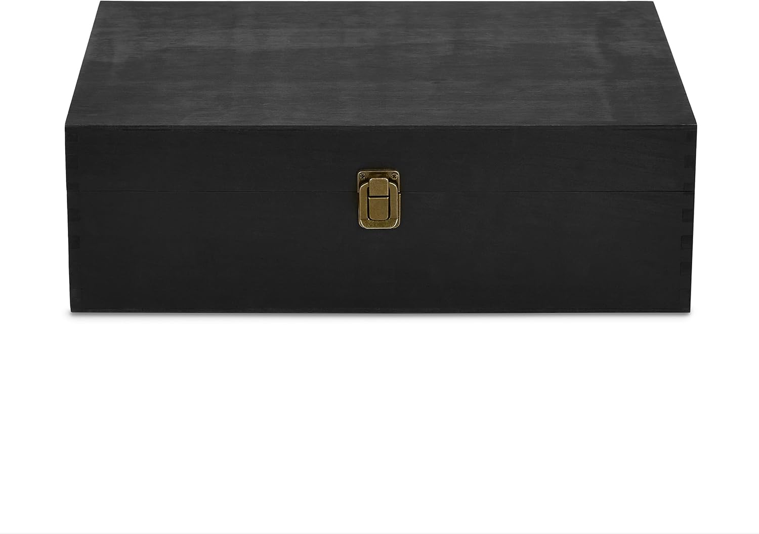 makerflo XL Black Pine Wood Memory Box with Black Felt Inside, Hinged with Clasp, Keepsake Wooden Box Ideal for Craft and Personalization (Laser Engraving, Epoxy, UV DTF, and Vinyl) – Pack of 12
