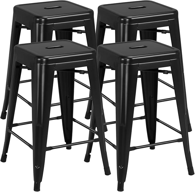 Yaheetech 24 Inch Metal Barstools Set of 4, Counter Height Backless Stools, I...
