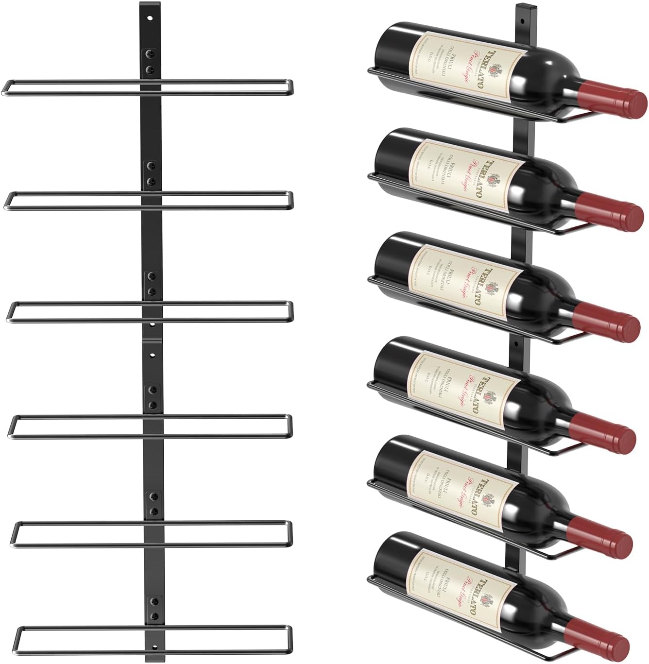 B4Life Wine Rack Wall Mounted 6 Bottles, Metal Hanging Wink Racks for Wall | Collectors, Liquor, Champagne, Under-Stair Walls, Wine Cellars, Decorative Display With Empty Bottles, Home Bar, Cellar