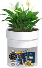 Sdstone Fireresistant Waterproof Flower Pot Diversion Safe with Key Lock,Stainless Steel Secret Hidden Safe,Perfect for Hiding The Valuables Inside Flower Pot False Bottom(White)