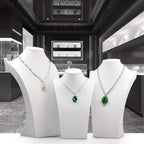 Oirlv White Leather Jewelry Bust Necklace Display Stand Trade Show Jewelry Holder (H:11.8")