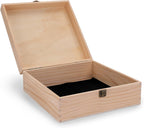 Makerflo Medium Natural Pine Wood Memory Box with Black Felt Inside, Hinged with Clasp, Keepsake Wooden Box Ideal for Craft and Personalization (Laser Engraving, Epoxy, UV DTF, and Vinyl) – Pack of 24
