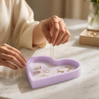 Cute Heart Silicone Jewelry Dish, Soft Ring Holder Tray, Small Trinket Bowl for Keys Earrings Necklace, Aesthetic Home Decoration Gift for Women Girls Mom Best Friend, Purple