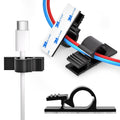 XHF 100pcs Adhesive Cable Wire Clips Black, Outdoor Cable Management Wire Organizer Cord Holder for Under Desk, Car, Wall, TV PC Ethernet Cable