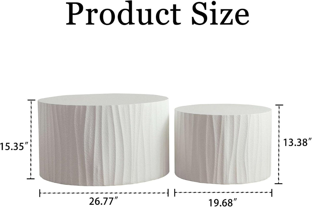Modern Round Nesting Coffee Table Set of 2, Side Tables for Living Room