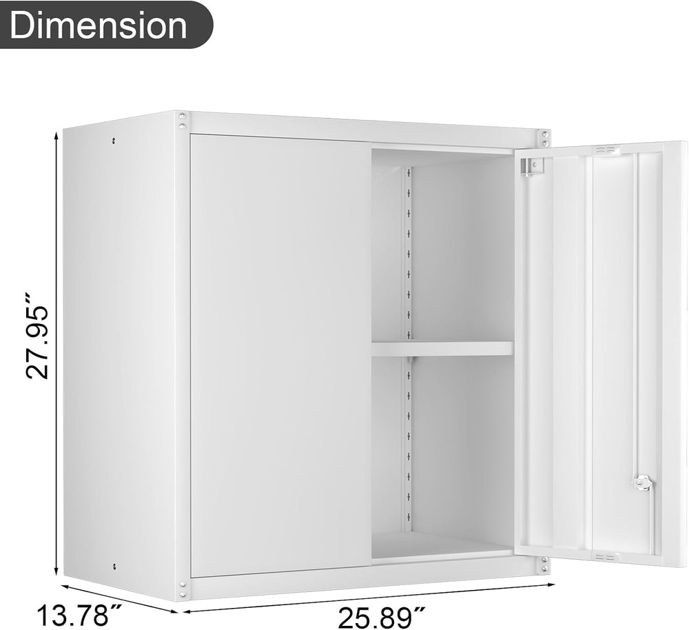 IRONFFICE Wall Cabinet,Metal Wall Cabinet for Garage with Lock,Metal Locking ...