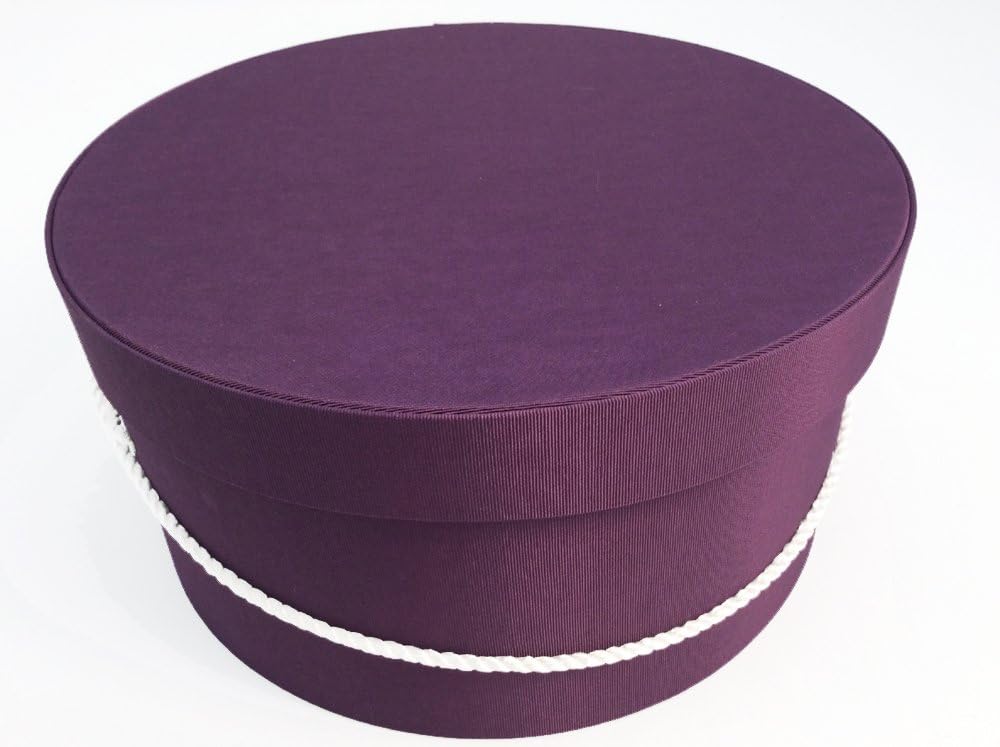 Sarah's Hat Boxes Classic Amethyst Hat Box – 14.75" x 7.5" (Dia. x Ht.) Handmade in USA – Odorless Non-Toxic Adhesive, Cording Handle – Premium Storage for Hats & Accessories