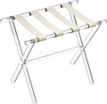 Sumerflos Acrylic Luggage Rack for Guest Room - Foldable Suitcase Stand with Leather Straps for Bedroom Living Room Hotel Heavy-Duty, Holds up to 50-100 lb lightweight Space Saving, Beige, 1 Pack