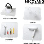 Silicone Dish Drying Mat for Multiple Usage,Easy clean,Eco-friendly,Heat-resistant Silicone Mat for Kitchen Counter or Sink,Refrigerator or Drawer Liner White XL 18 inches x 16 inches