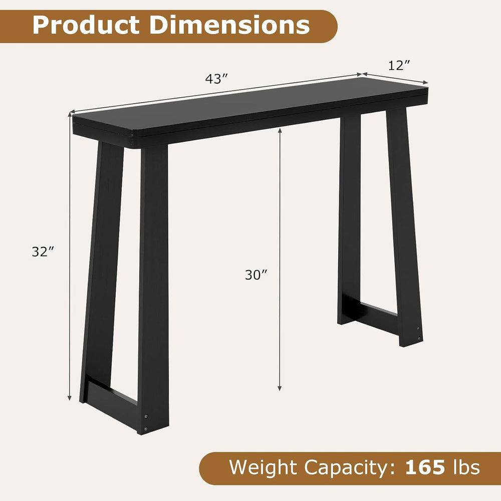 GOFLAME Solid Wood Console Table, 43” Narrow Long Sofa Tables Behind Couch, R...