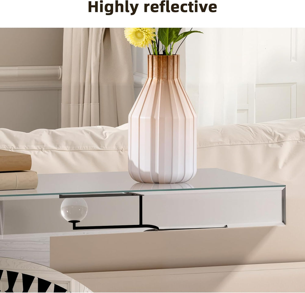 Silver Mirrored Console Table with Crystal Inlay, 39.4'' Long Entrywa...