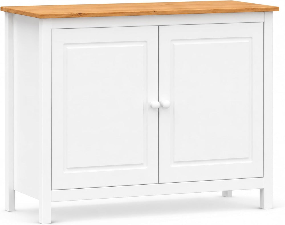 From the Tree Furniture 44" Wide White & Pine Top Solid Pine Shaker ...
