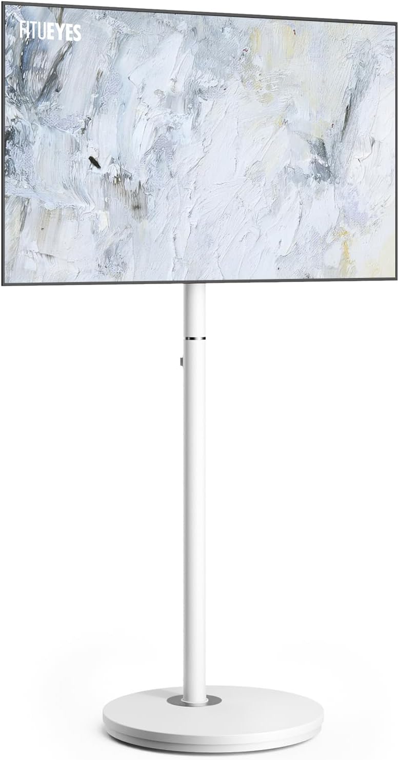 FITUEYES Small Rolling TV Cart for 24-48 Inch TVs, Height Adjustable, White |...