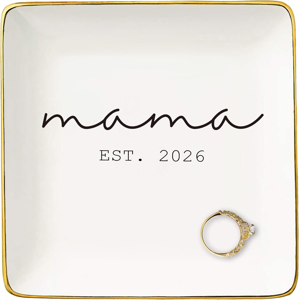 Mama 2026-Baby Shower Christmas Gift for New Mom-Mothers Day Gift for Mom-First Time Mom-Mama to Be-Jewelry Tray Trinket Holder Ring Dish-New Mother Present