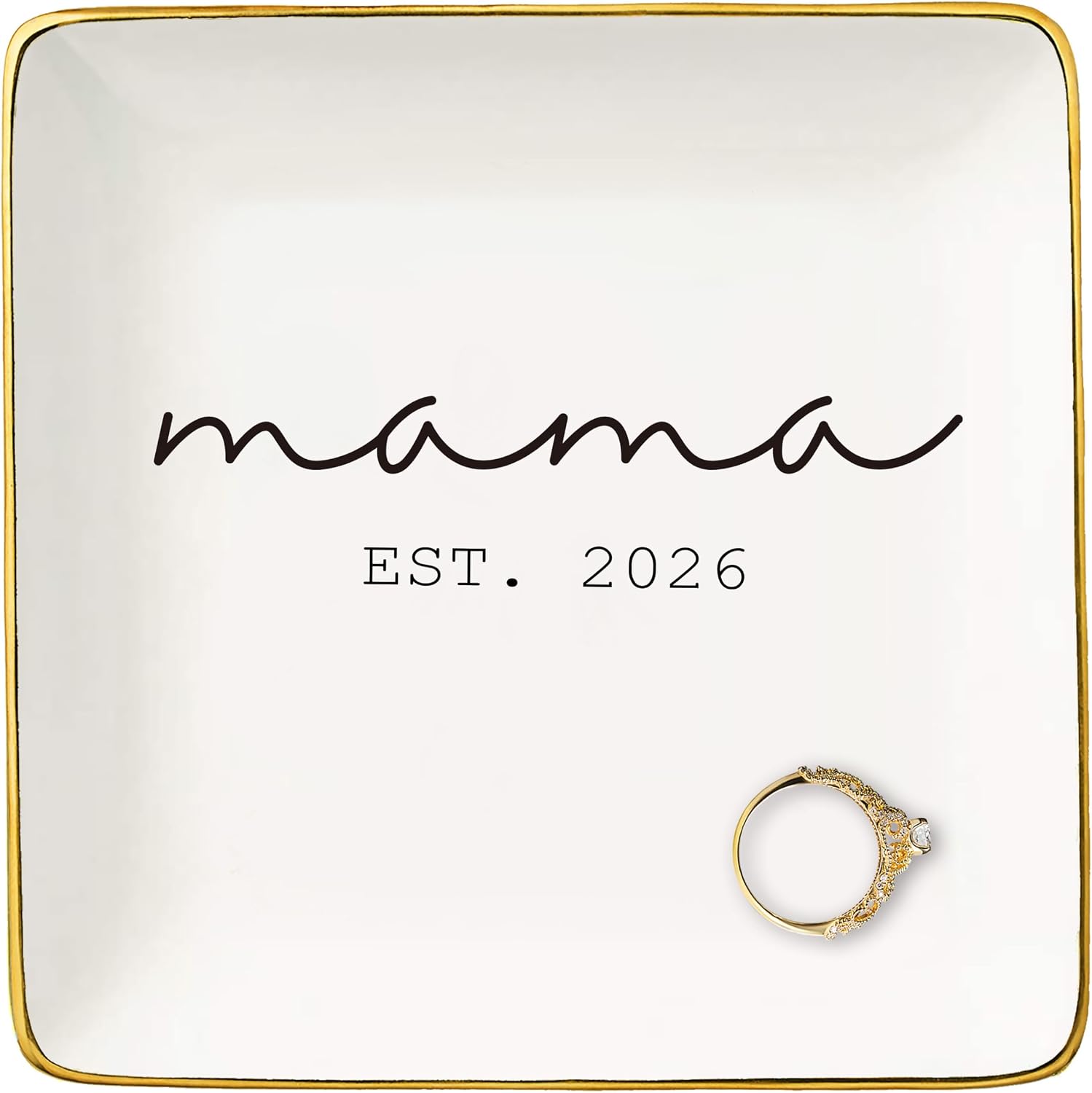 Mama 2026-Baby Shower Christmas Gift for New Mom-Mothers Day Gift for Mom-First Time Mom-Mama to Be-Jewelry Tray Trinket Holder Ring Dish-New Mother Present