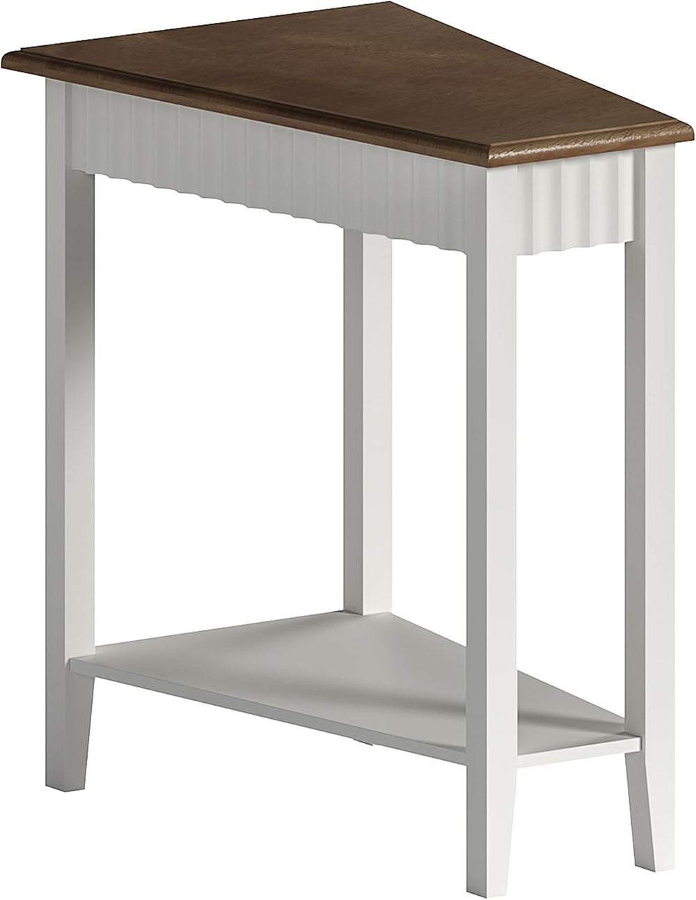 ChooChoo Wedge End Table, Narrow Triangle Side Table with 2-Tier Storage Shel...