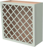Solid Wood RTA Wine Bottle Rack Wall Cabinet with Lattice Panels - Wine Bottle Holder Storage for Bar, Pantry, or Dining Room and Kitchen(Jade Green, 24”W × 12”D × 30”H)