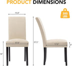 LSSPAID Dining Chairs Set of 2, Fabric Upholstered Dining Room Parson Chair with Nailhead Trim and Solid Wood Legs for Home and Kitchen, Beige