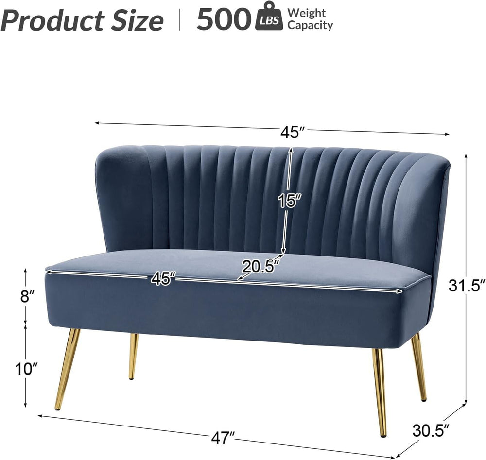 TINA'S HOME Mid-Century Velvet Loveseat Sofa, Upholstered Loveseat Couch ...