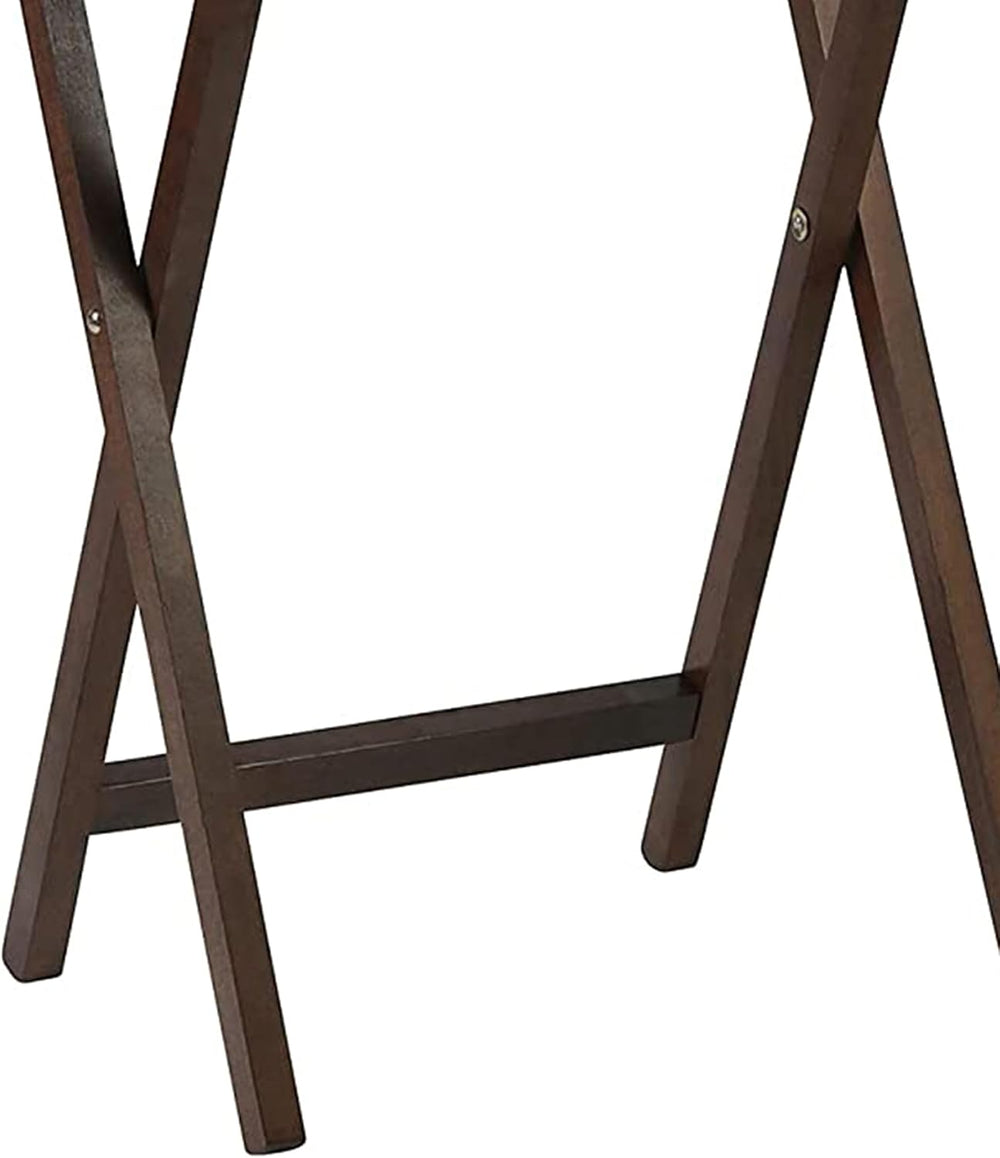 PJ Wood - 5-Piece Folding Tray Table Set - Walnut with Rack | Solid Wood, 14....
