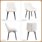 Dining Chair Set of 3, Modern Dining Chairs with Thick Cushions, Faux Leather Upholstered Kitchen Dining Room Chairs with Metal Adjustable Legs for Dining Living Room, White