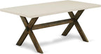 East West Furniture X727MZ716-9 9 Piece Dining Room Table Set Includes a Rectangle Dining Table with X-Legs and 8 Dark Khaki Linen Fabric Upholstered Chairs, 40x72 Inch, Multi-Color