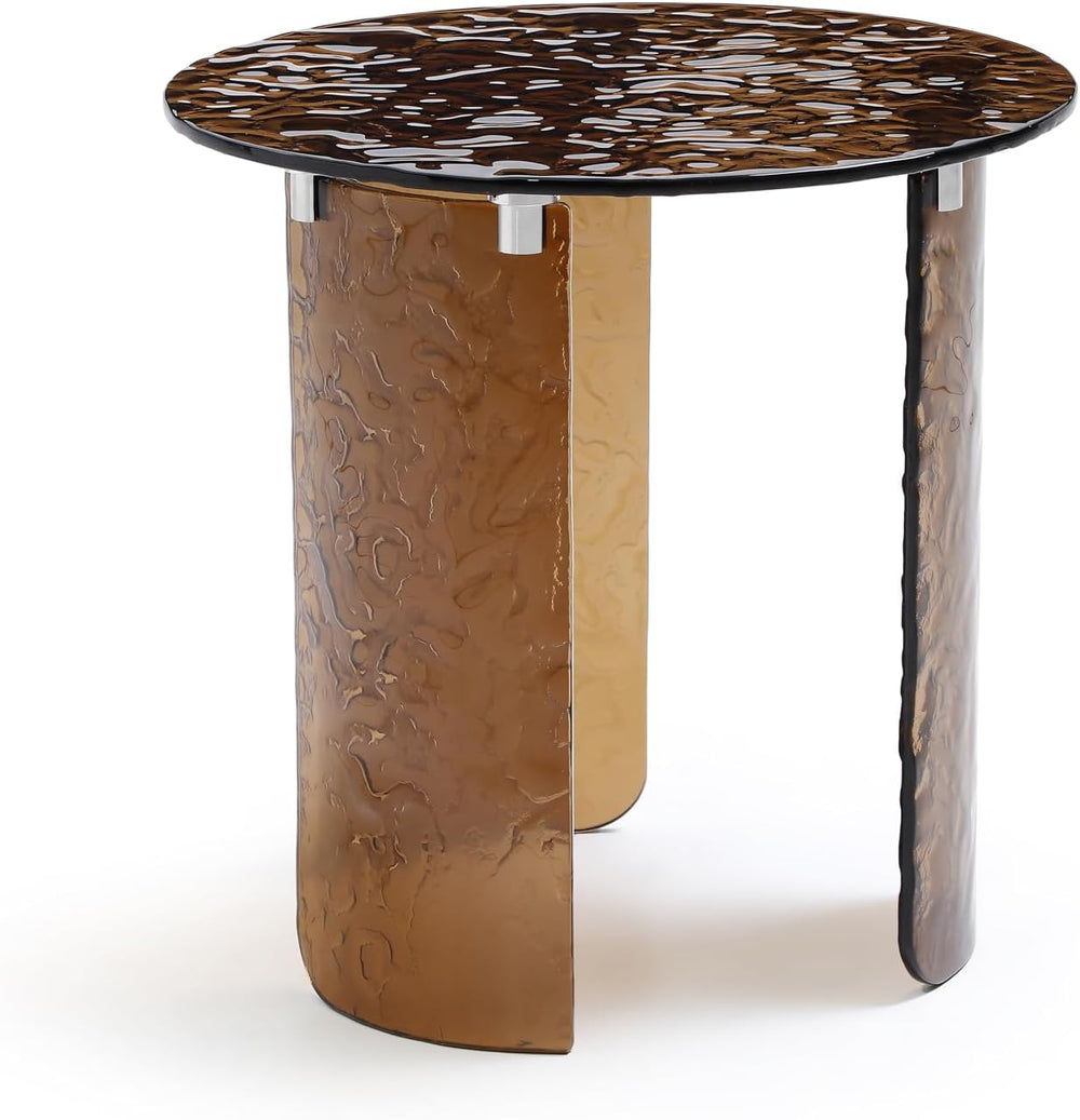 HomeRoots 20" Bronze Glass Round End Table