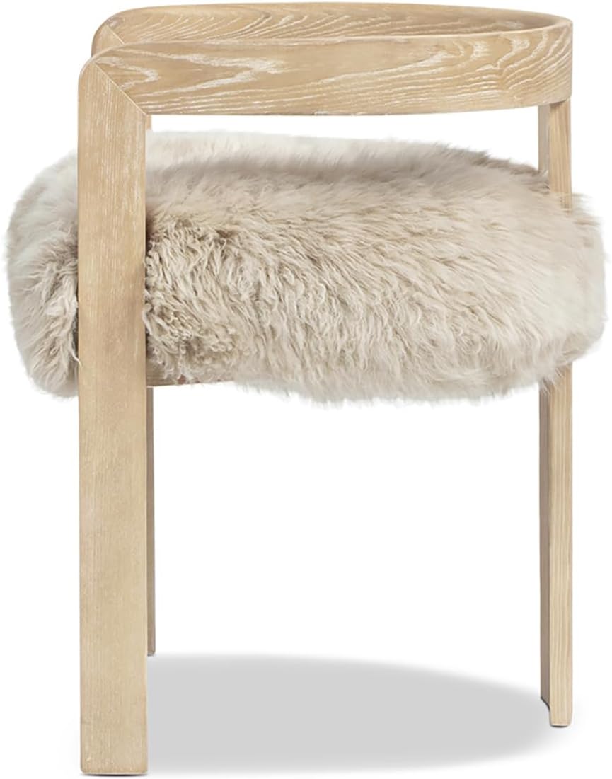 Jennifer Taylor Home Millwick 21" Low Back Genuine Fur Dining Chair, Nat...