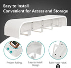 Coat Rack Wall Mount with Hidden Hooks Modern Key Holder Wood Entryway Hook with Shelf for Bedroom Kitchen Hallway Bathroom Designed for Hanging Coats Hats Bags Towels Dog Leashe(White,4 Hooks)