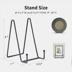 Kruodop 8 Inch Plate Stands for Display, 5 Pack Plate Holder Display Stand, Black Metal Frame Easel Holder Stand for Pictures,Book, Photo, Decorative Plate, Black