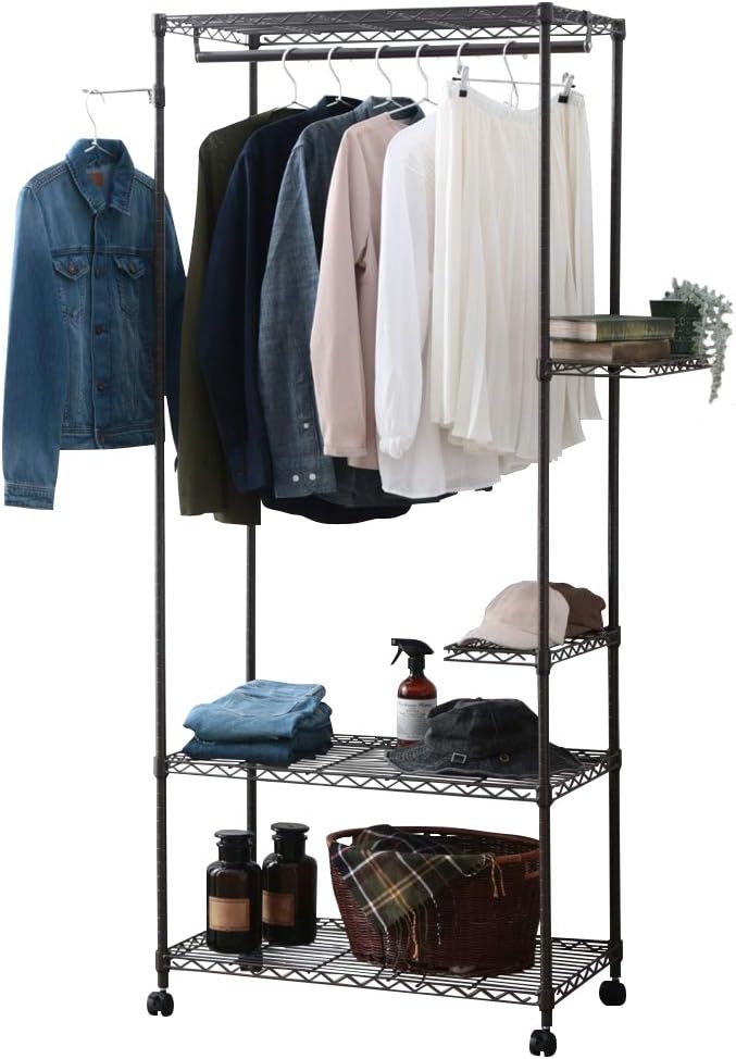 Iris Ohyama CMWR-75183 Metal Rack, Steel Rack, Wardrobe, Rack-Included, Brown, Width 29.5 x Depth 17.7 x Height 71.7 inches (75 x 45 x 182 cm), Load Capacity 220.5 lbs (100 kg)