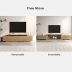 homary Extendable TV Stand for 65–85 Inch TVs, Modern Adjustable Media Console with Storage Drawers, Walnut Entertainment Center for Living Room & Bedroom