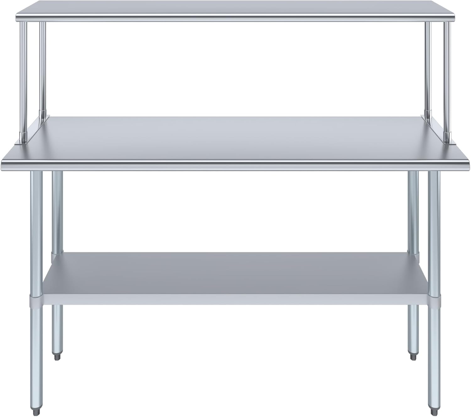 Stainless Steel Work Table with Wide Single Tier Overshelf | Metal Kitchen Prep Table & Shelving Combo (18" x 60" Work Table + 12" Overshelf)