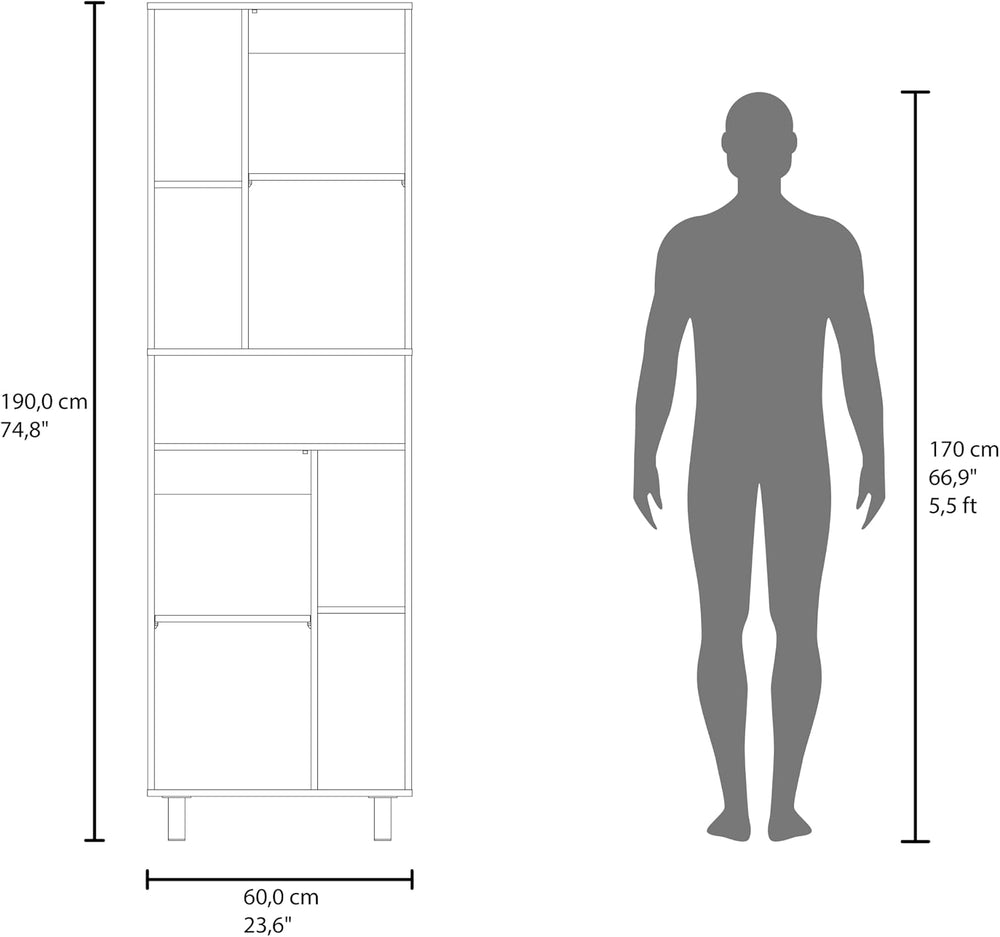 23.6" D*16.2" W*74.8" H Freestanding Kitchen Pantry with 4 She...