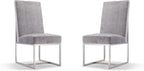 Manhattan Comfort Element Modern Velvet Dining Chairs, High Density Foam, Chrome Finish Stainless Steel Frame, High-Back, Fully Assembled Industrial Chic Accent Furniture, Set of 1, Grey