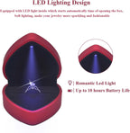 LED Lighted Ring Box, Heart Shaped Red Engagement Ring Case | Perfect for Wedding, Proposal, Anniversary, Ceremony, and Gift Giving, Light Up Every Sparkle, Protect The Jewelry