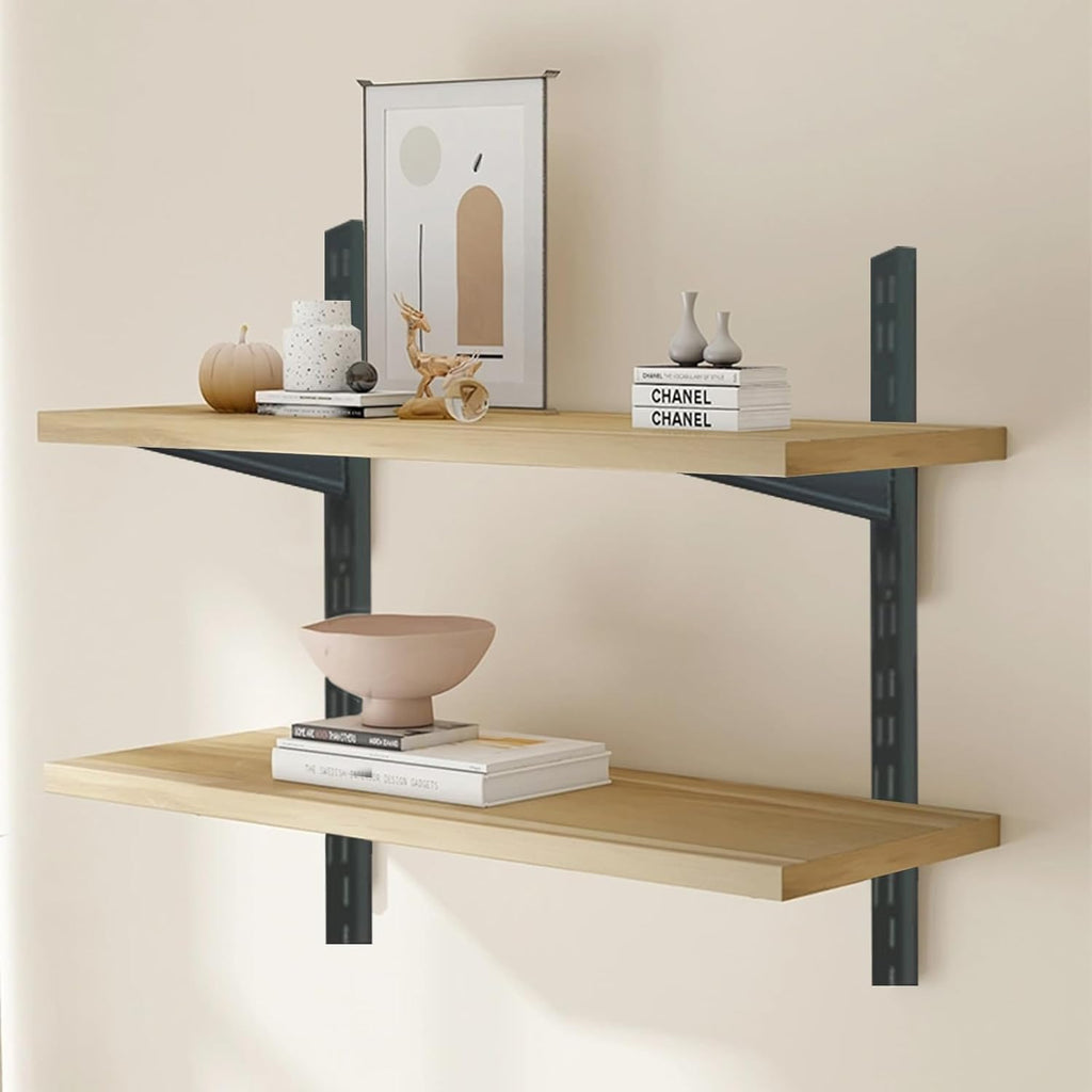 10 Pack 7‑Inch Adjustable Wire Shelf Brackets – Heavy‑Duty Double‑Track Closet & Wall Shelving System Supports（Black）