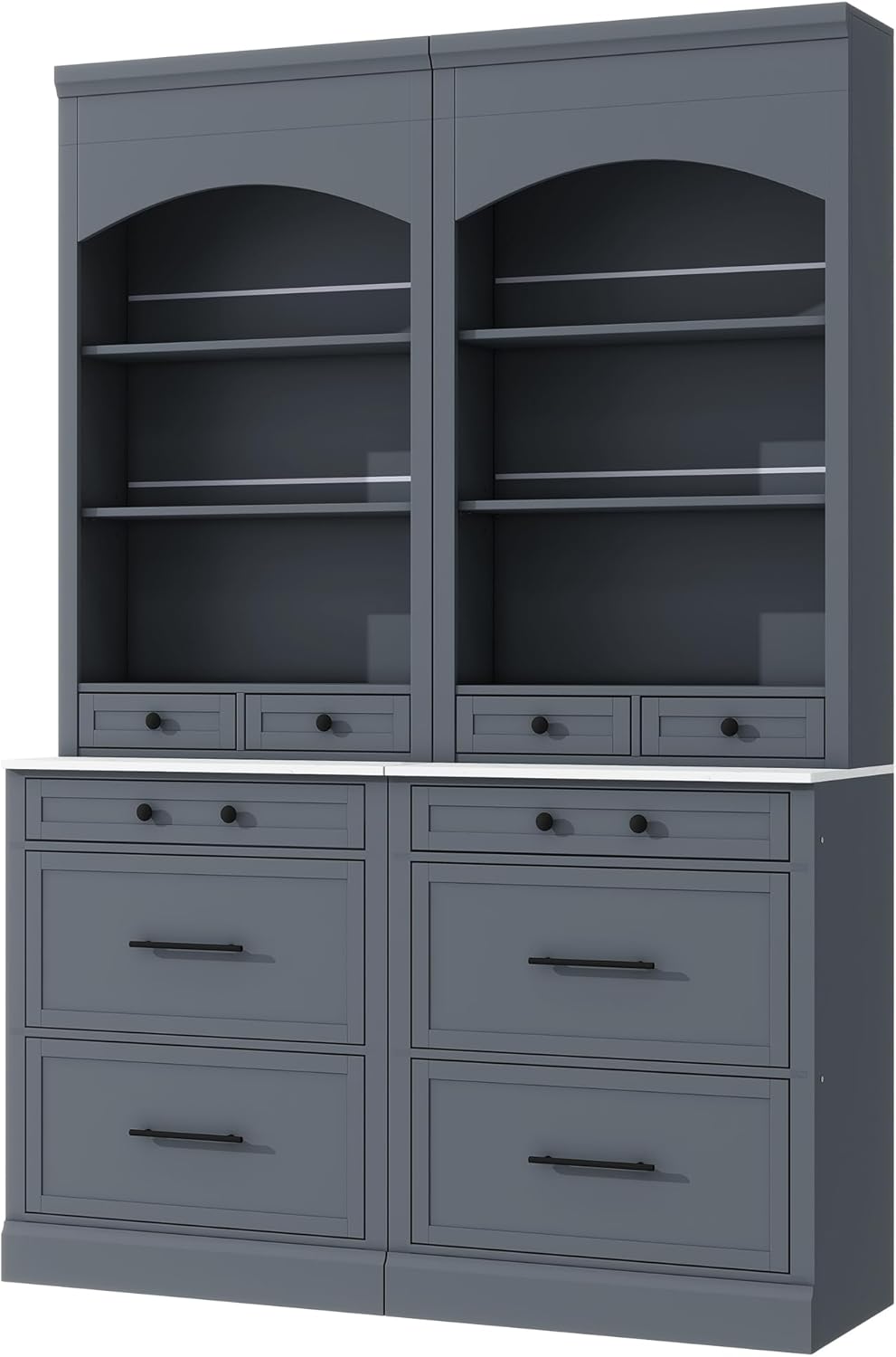 Merax Modern 83.7inch Freestanding Kitchen Hutch with Faux Marble Top, Kitche...