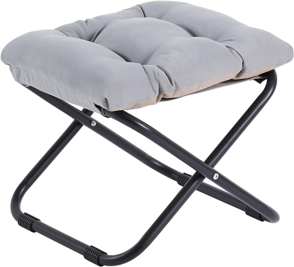 Welnow Folding Ottoman Foot Stool with Detachable Cushion,16'' H, Light Grey