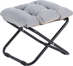 Welnow Folding Ottoman Foot Stool with Detachable Cushion,16'' H, Light Grey