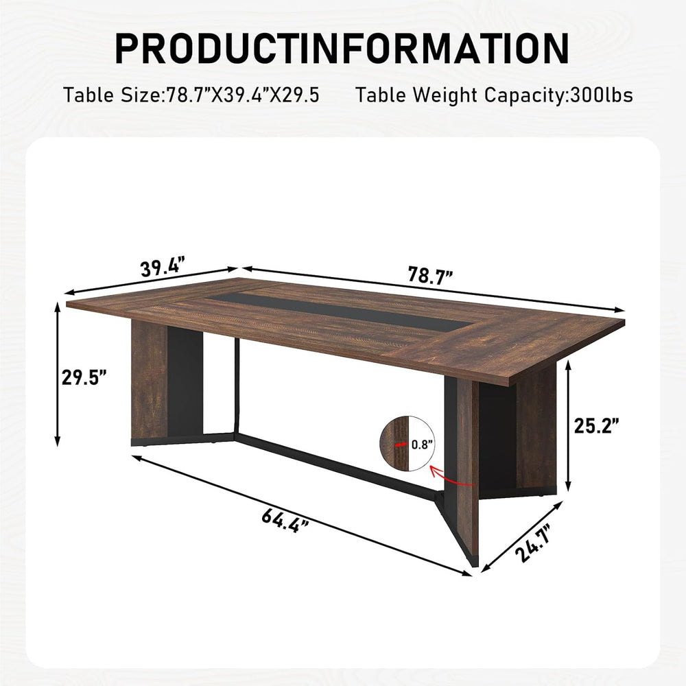 Hlivelood 78Inch Large Dining Table for 6 8 People,Wooden Rectangular Kitchen...