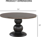 Furniture of America Lioren Modern 54-inch Round Dining Table with Turned Pedestal Base and Two-Tone Design, Seats up to 4 for Home Kitchen, Living Room, Espresso