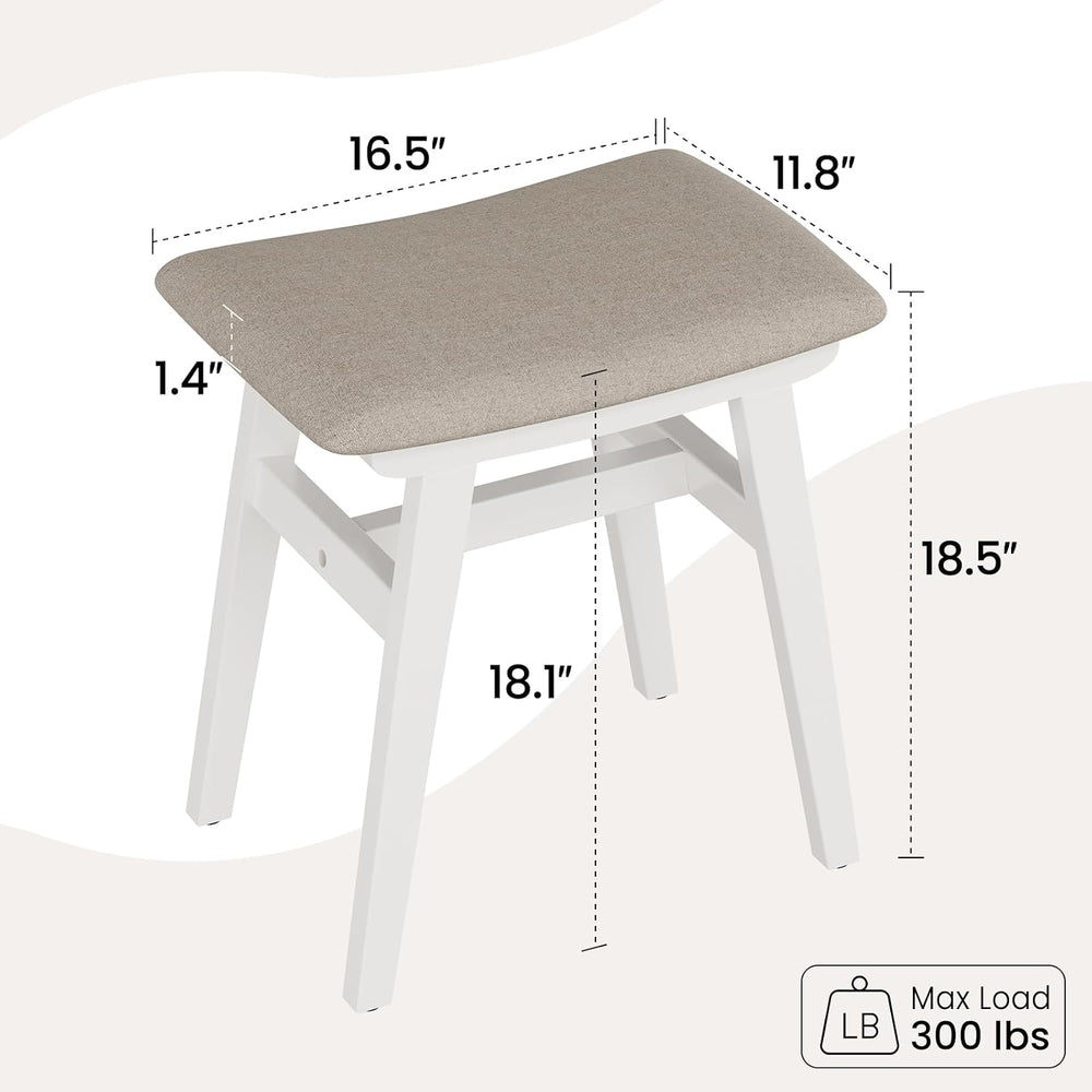 Solid Wood Small Vanity Stool Chair, Makeup Stools for Vanity Desk, Bathroom ...