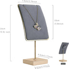 GemeShou Grey velvet necklace display stands for selling, small metal jewelry organizer necklaces storage for show【Grey】